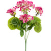 Pink and white silk begonia artificial flowers on green leaves