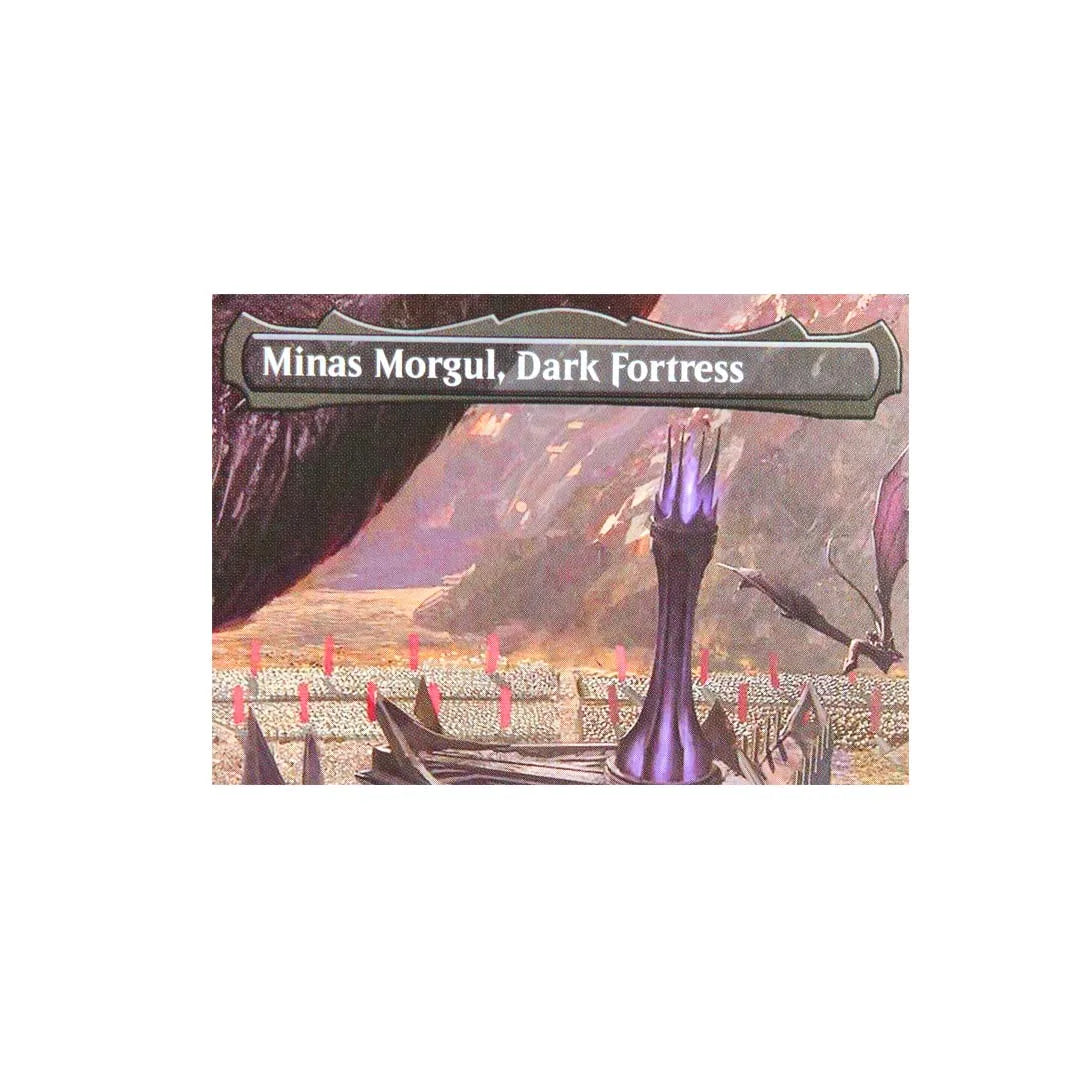Fantasy art collectible trading card titled Minas Morgul, Dark Fortress featuring a dark fortress silhouette and landscape.