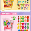 A set of magnetic alphabet and number learning tiles featuring letters A-Z and numbers 0-9 for educational play.