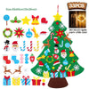 Colección de adornos navideños de fieltro, incluyendo estrellas, árboles, gorros de Santa y decoraciones festivas para un árb