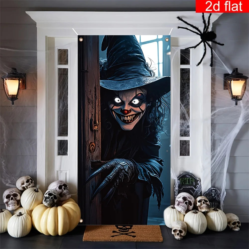 Spooky Halloween Witch Door Banner - Oversized Outdoor Décor