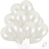 A bunch of white pearl latex balloons tied together for party decor.