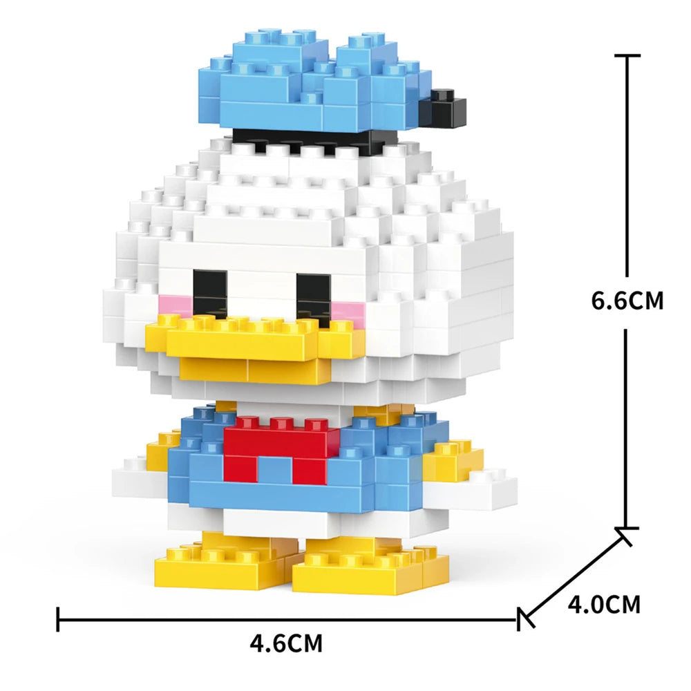 A white and blue animal model built from LEGO-style micro building blocks.