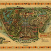 Vintage Disney Disneyland map poster featuring the park layout and surrounding area.