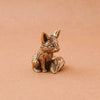 Sculpture de renard en laiton artisanal, ornement de bureau avec texture détaillée
