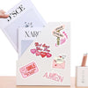 A set of Jesus phrase graffiti stickers on a white card with motivational messages like God says you are strong worthy loved 
