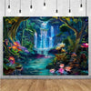 Forest Waterfall Wonderland Photography Backdrop