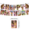A colorful banner featuring cartoon characters of Masha and Bear for party decoration