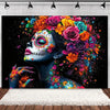 Day of the Dead Skeleton & Floral Backdrop for Party Photo Booth