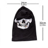 Black ice silk face mask with a white skull pattern