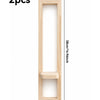 Two light wood rectangular wall shelves measuring 38cm long and 9cm deep.