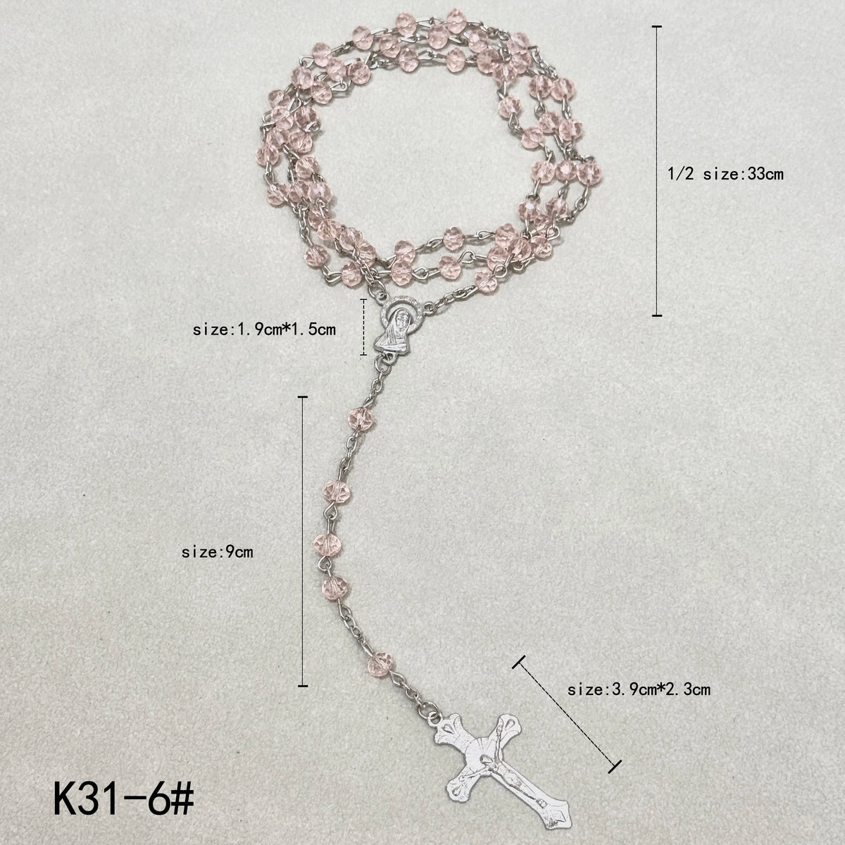 Faceted Crystal Rosary Necklace with Crucifix Pendant