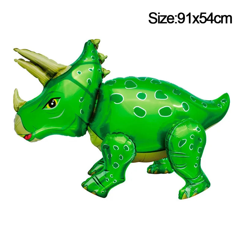 A bright green dinosaur figurine is shown, measuring 91x54cm.