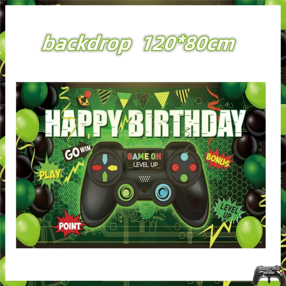 Green Video Game Birthday Party Supplies Kit with Gamepad Balloons