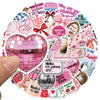 A colorful sticker pack featuring inspirational phrases and designs on a pink background.