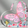 Inspirational heart-shaped acrylic desk decor featuring a pink butterfly design with Bible verses.