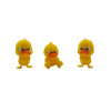 A yellow 3D printed statue of an angry duck with furrowed brows.