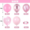 Pack of pink and silver latex balloons for party decorations, showing various sizes and quantities.