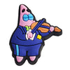 A set of SpongeBob SquarePants themed shoe charms featuring a character in a blue suit and pink skin.