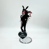 Acrylic keychain set featuring an anime character pendant of a woman with dark hair and makeup.