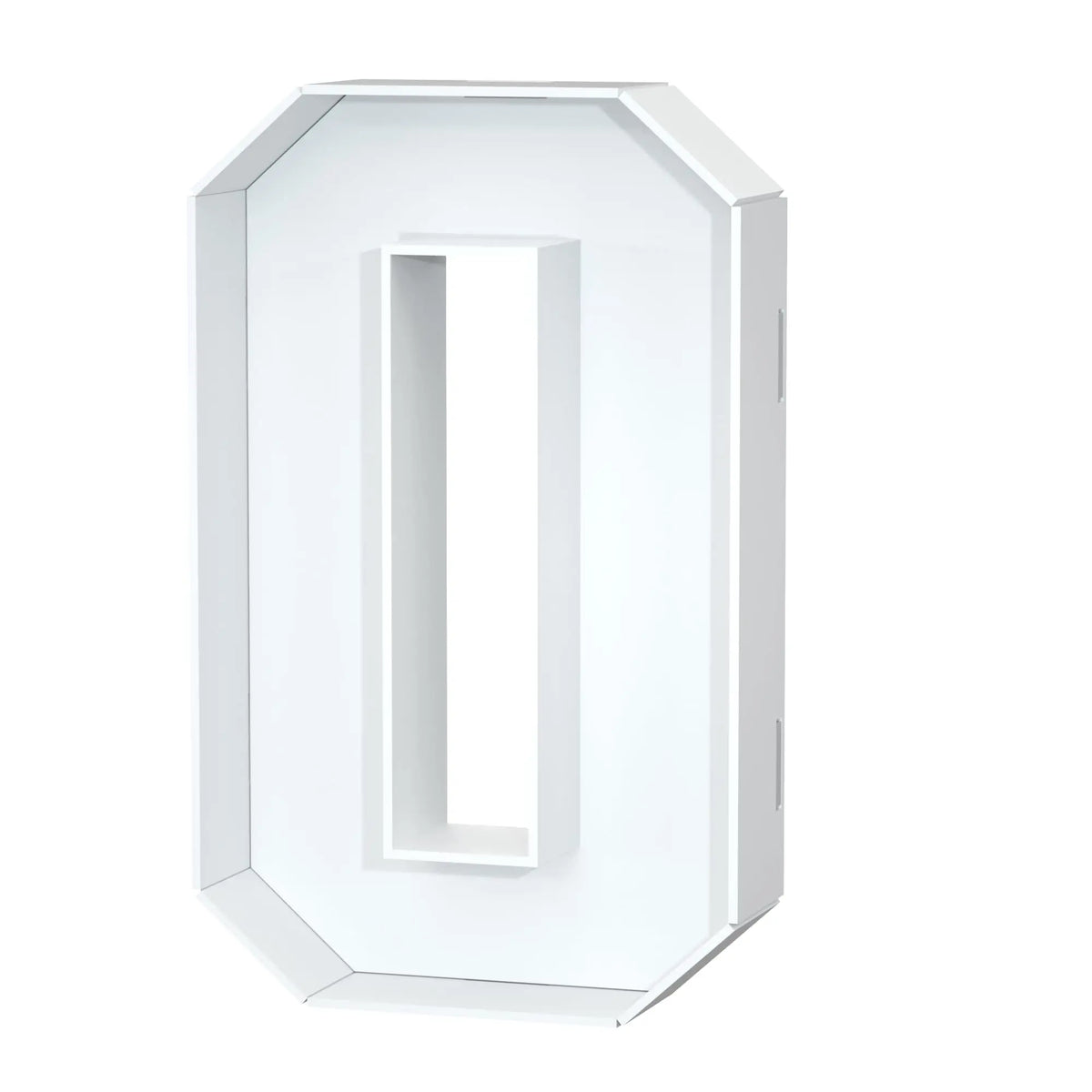 A white, rectangular cardboard tray with a vertical slot for filling, used as a party item.