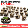A collection of 20 to 60 realistic skull sculptures for Halloween and gothic decor.