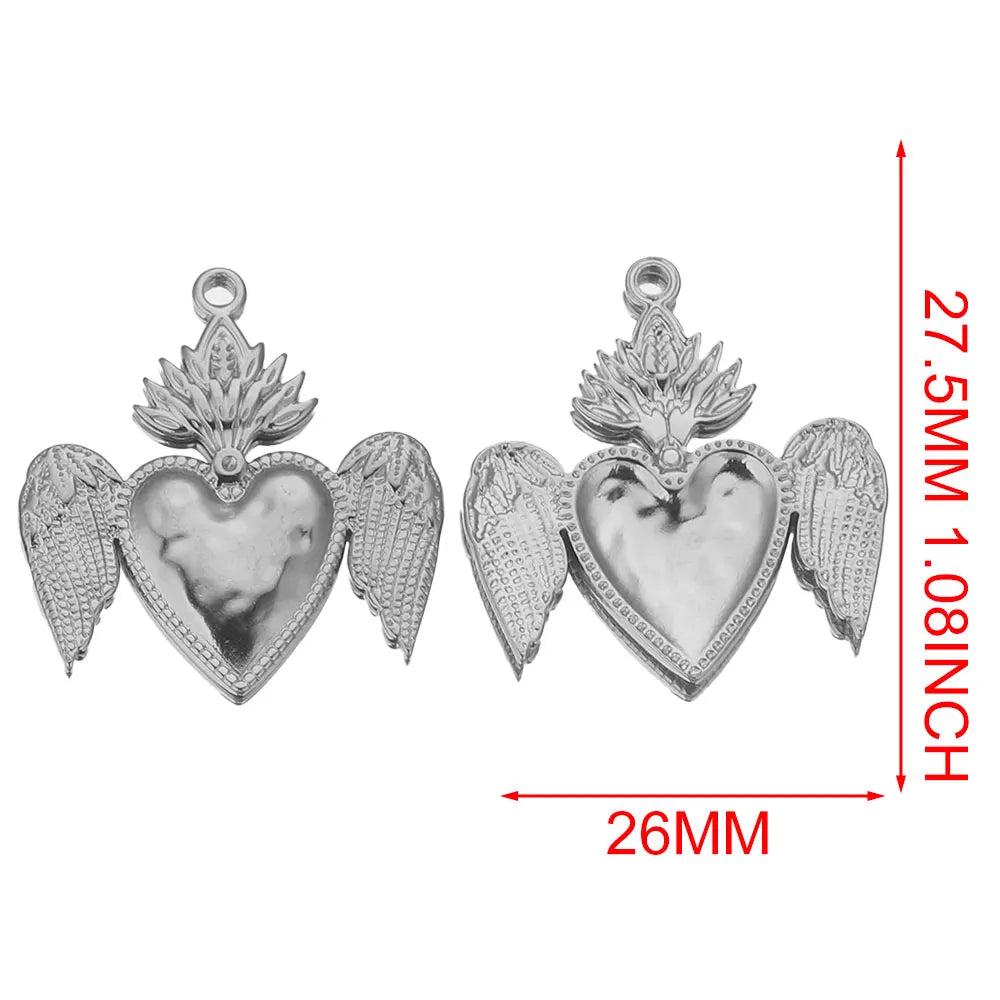 Gold Sacred Heart Charms for Jewelry Making