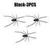 Three black realistic spider magnets for fun pranks and decoration