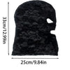 Black Venetian Gothic lace mask with a cutout, shown against a white background.