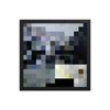 A framed piece of abstract pixel art featuring muted colors and varied tones.