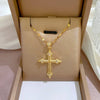Gold Stainless Steel Crystal Cross Pendant Necklace