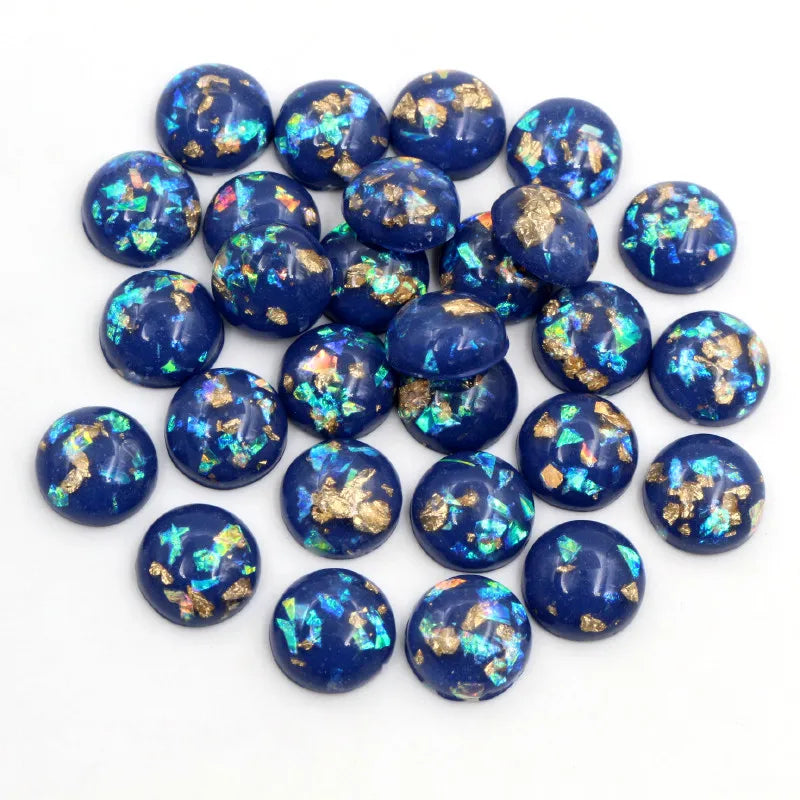 Mixed Color Resin Cabochons with Metal Foil Backing for Jewelry Making