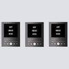 Three blank black rectangular frames for personalized song lyric canvas posters with playback controls.