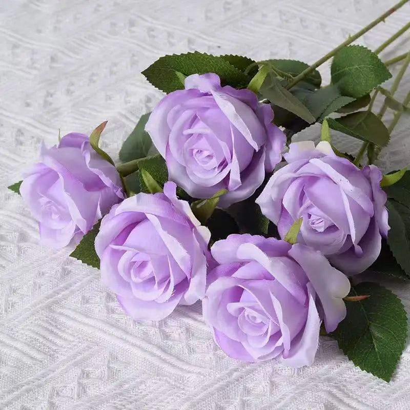 Realistic Velvet Artificial Roses – 20" Stems for Weddings & Home Décor