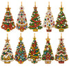 A set of Christmas diamond art ornaments featuring Santa, snowman, and reindeer pendants.