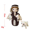 Handcrafted Virgin Mary crochet doll with brown dress and white hair