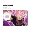 A vibrant illustration of a Super Saiyan character with pink hair and lightning effects, designed as a card skin sticker.