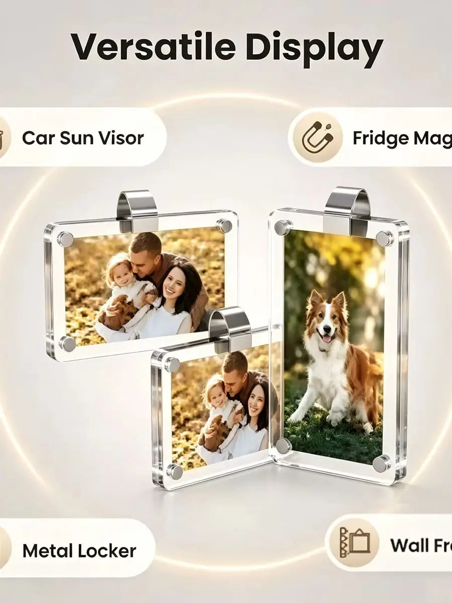 Magnetic Acrylic Photo & Card Display Frame for Car or Home