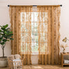Vintage Golden Floral Lace Sheer Curtains with Ruffled Edge