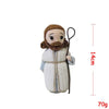 Handcrafted Virgin Mary crochet doll with a beard and robe, measuring 14cm and weighing 70g.
