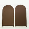 A dark brown stretchable arch backdrop cover for party and event decor, displayed vertically.