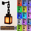 Lampe de nuit LED pixélisée noire avec bras long et quatre modes lumineux.