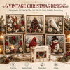 A set of six handmade 3D fabric poke art kits featuring Christmas and winter forest designs for holiday decorating