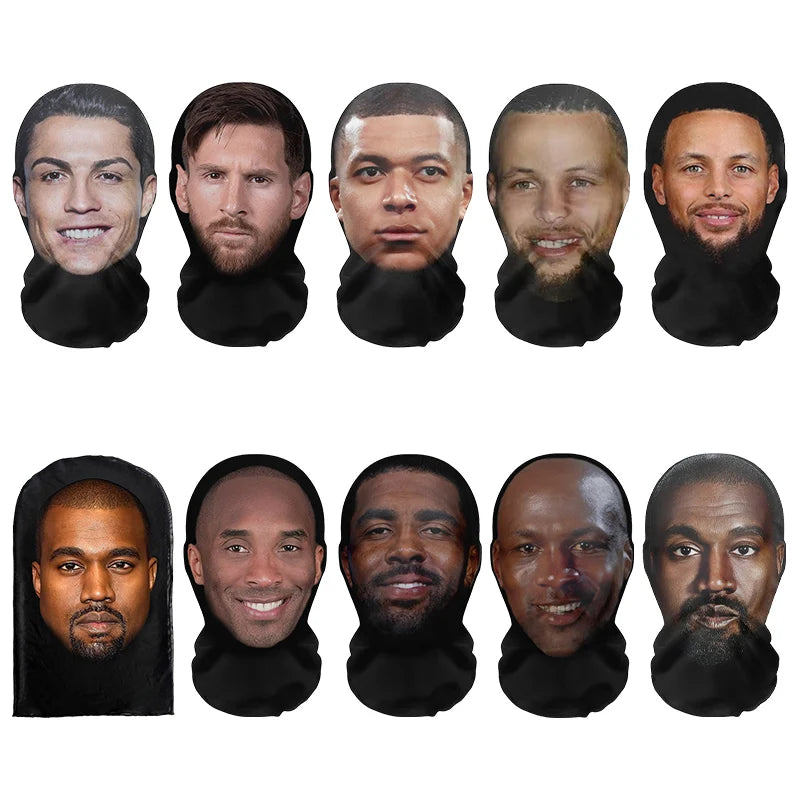 A collection of 9 painted portraits of male celebrities, including actors and musicians.
