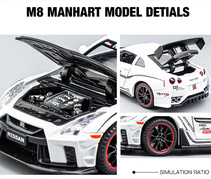 Details of an M8 Manhart model showing the engine bay and exterior features.
