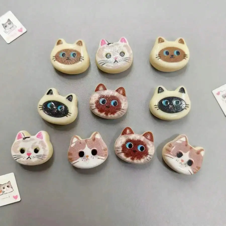 Adorable Cat Head Fridge Magnets – Set of 10 for Kitchen & Home Decor