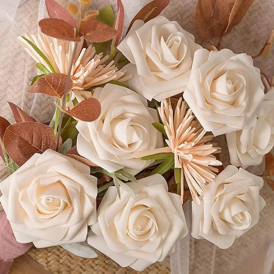Artificial Foam Roses with Stems for Wedding & Home Décor
