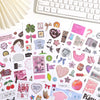 A collection of aesthetic Y2K and pink decorative stickers for journaling and crafting