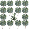 A set of artificial eucalyptus stems with silvery-green leaves and white flowers.