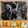A dark, dramatic manga art tapestry featuring characters from Berserk for bedroom decor.